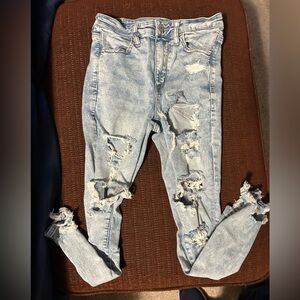 American Eagle Outfitters Light Blue Distressed Skinny Jeans